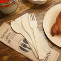 Custom Logo Individual Paper Package Disposable Bamboo Knife Spoon Fork Eco-Friendly Biodegradable Party Use Cutlery Set
