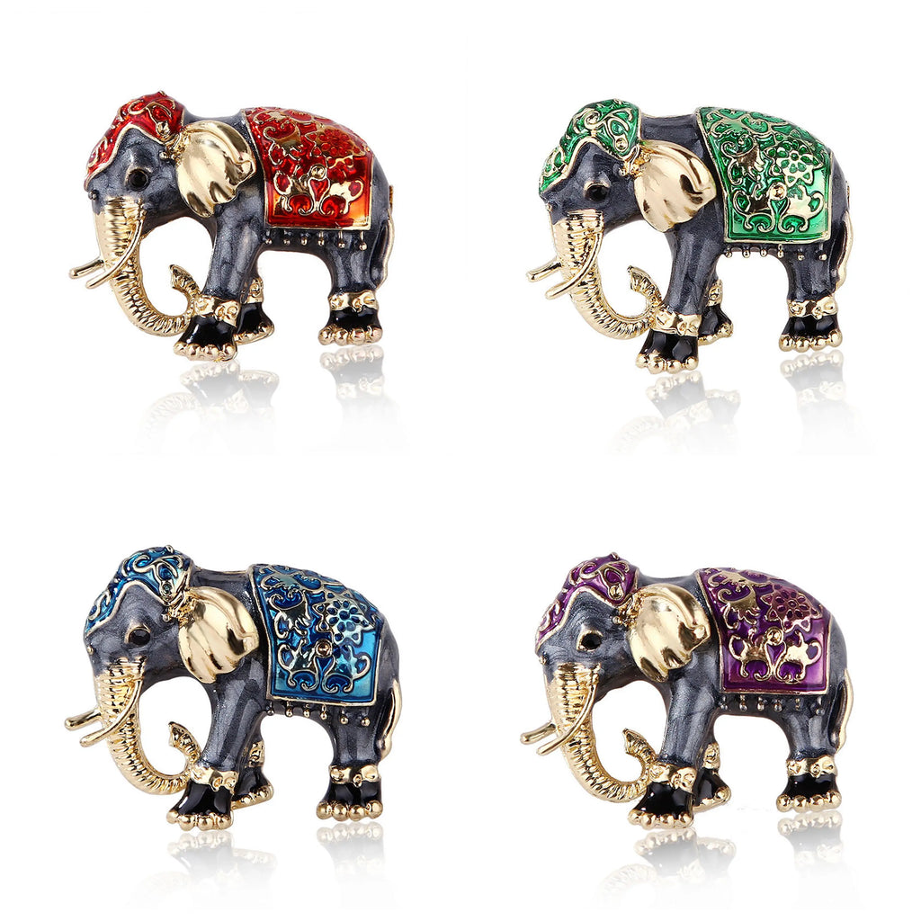 Fashionable Alloy Elephant Shape Drop Oil Brooch for Men and Women Stylish Accessory
