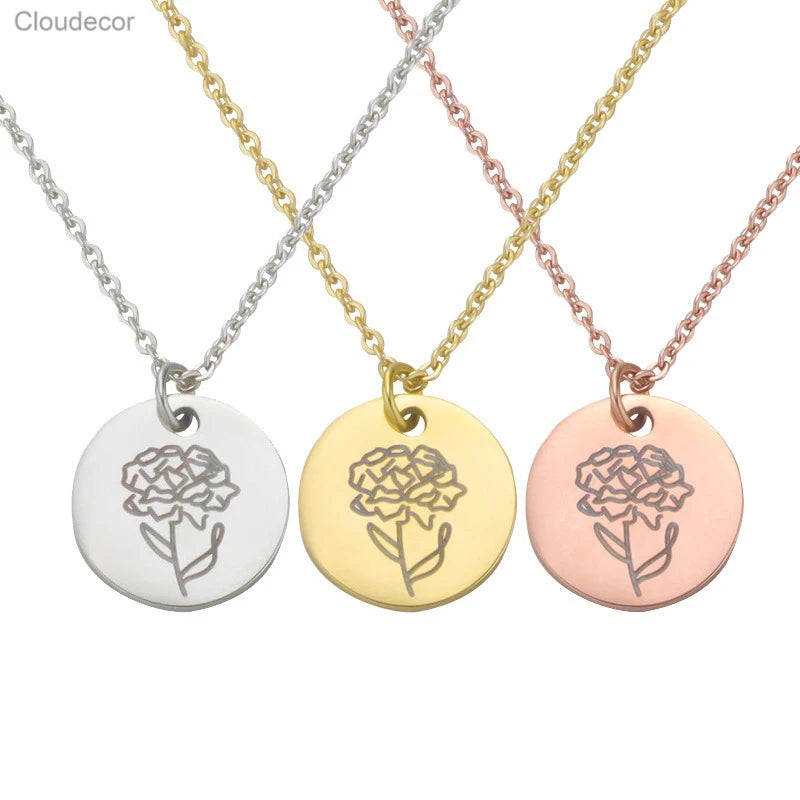 Stainless Steel Gold Necklace for Women New Birthday Flower Pendant Link Chain Necklace for Parties Girlfriend and Close Friends