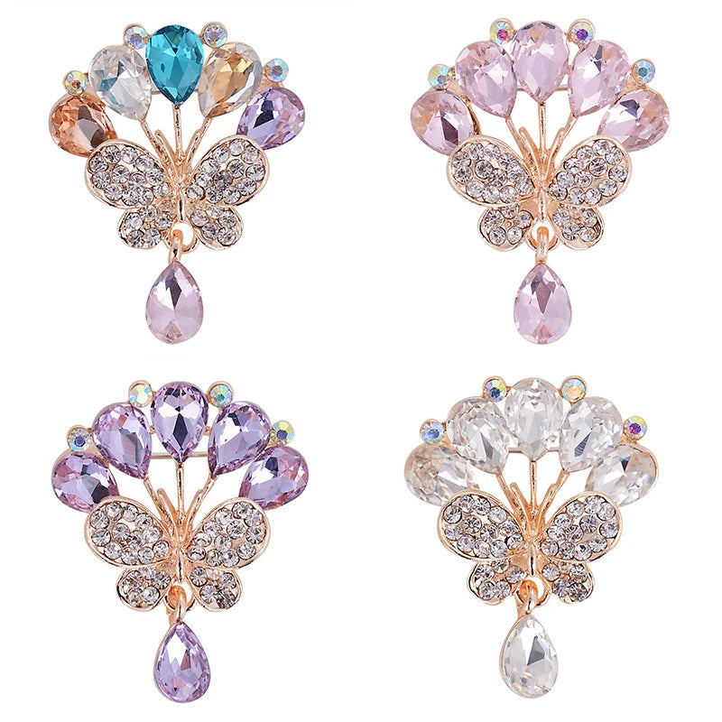 Jachon Custom Crystal Gifts Ladies Crystal Flower Brooch Creative Dress for Women Gifts Clothing Accessories