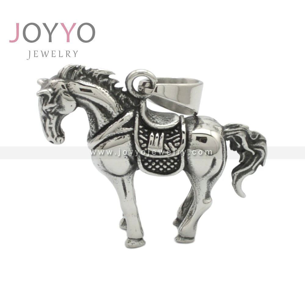 3D Horse Shape Vintage Pendant Stainless Steel Animal Jewelry Key Chain Pendant Accessories