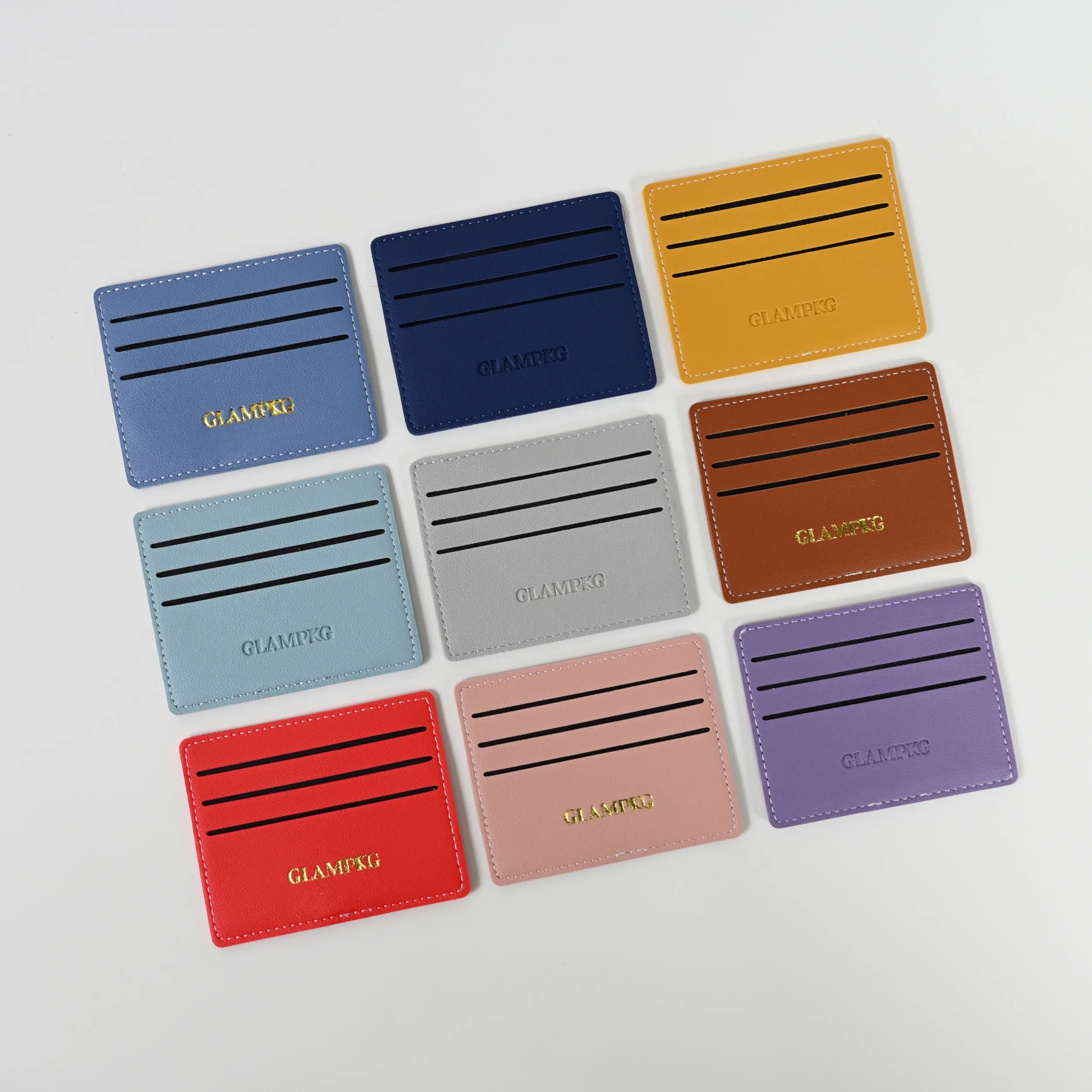 Glampkg Wholesales Custom Logo Multiple Colors Available Slim PU Leather Brown Card Holder for Gift From the Cardholder
