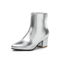 New Fashion Autumn Casual Zipper Short Boots Women Available Various Sizes Chunky Heel Dance Shoes Gold Silver High Heel