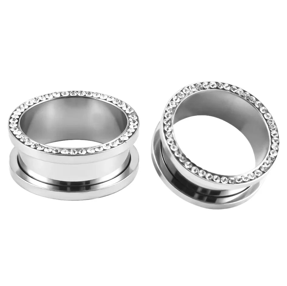 10Pair/set Stainless Steel Single Flare Flesh Tunnel Ear Plugs Auricle Pulley Drill Jewelry for Wedding Occasions