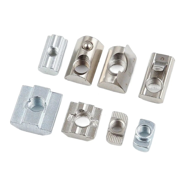 M3 M4 M5 M6 M8 Square T Slot Nuts with Ball Spring for 20 30 40 45 Series Aluminum Extrusion Profile Sliding Drop in T Nuts