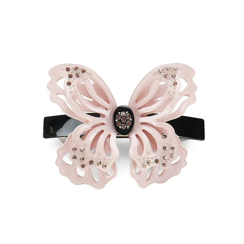 Fashion Hollow Butterfly Hair Clip Rhinestone Embellished Acetate Hair Barrette Floral Butterfly Hair Barrette Clips
