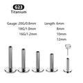 G23 Astm F136 Implant-grade 18g Labret 1mm Stud Titanium Labret Threadless bar Posts Body Piercing Jewelry Wholesale De Titanio