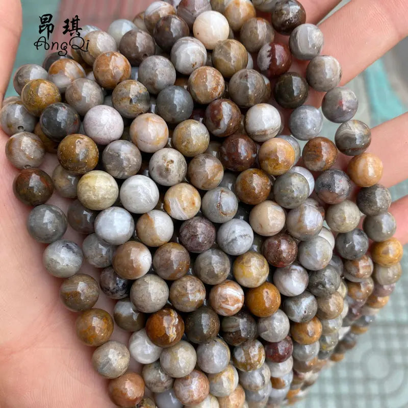 Natural Gemstone Beads Loose Round Smooth Rondelle Gobi Agate Stone Beads for Jewelry Making Bracelet