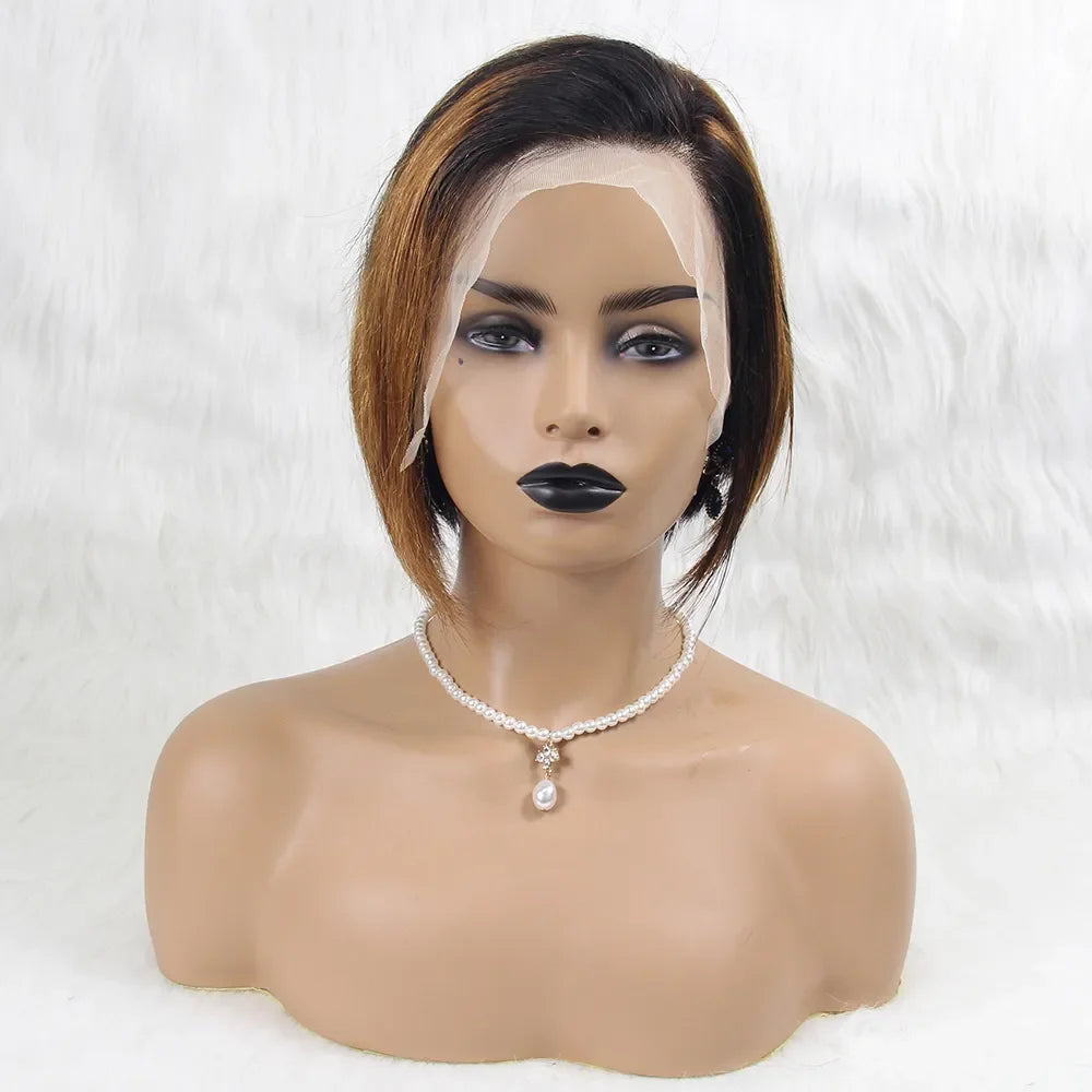 Cheap Wholesale Indian 100% Virgin Cuticle Aligned Hair Guangzhou Thin Invisible Lace Pixie Cut bob Wigs for Black Women