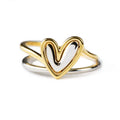Inspirational Two Tone S925 Sterling Silver Heart Stackable Rings Dainty Self-Love Layered for Weddings Parties Jewelry Gifts
