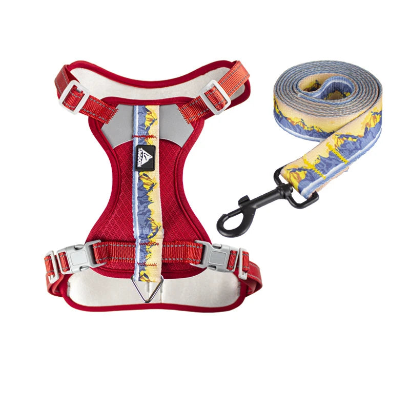 New Explosion-Proof XL Size Nylon Pet Harness Collar Solid Pattern Dog Leash Rope Reflective Adjustable Big Dog Strap