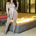 New Product One Shoulder Zipper Pleated Drawstring Sexy Womens Playsuit Bodycon Trousers Two Piece Set Women