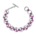 Delicate Rhodium Plated Silver 925 Jewelry Natural Pyrope Bracelet for Women Anniversary Gift