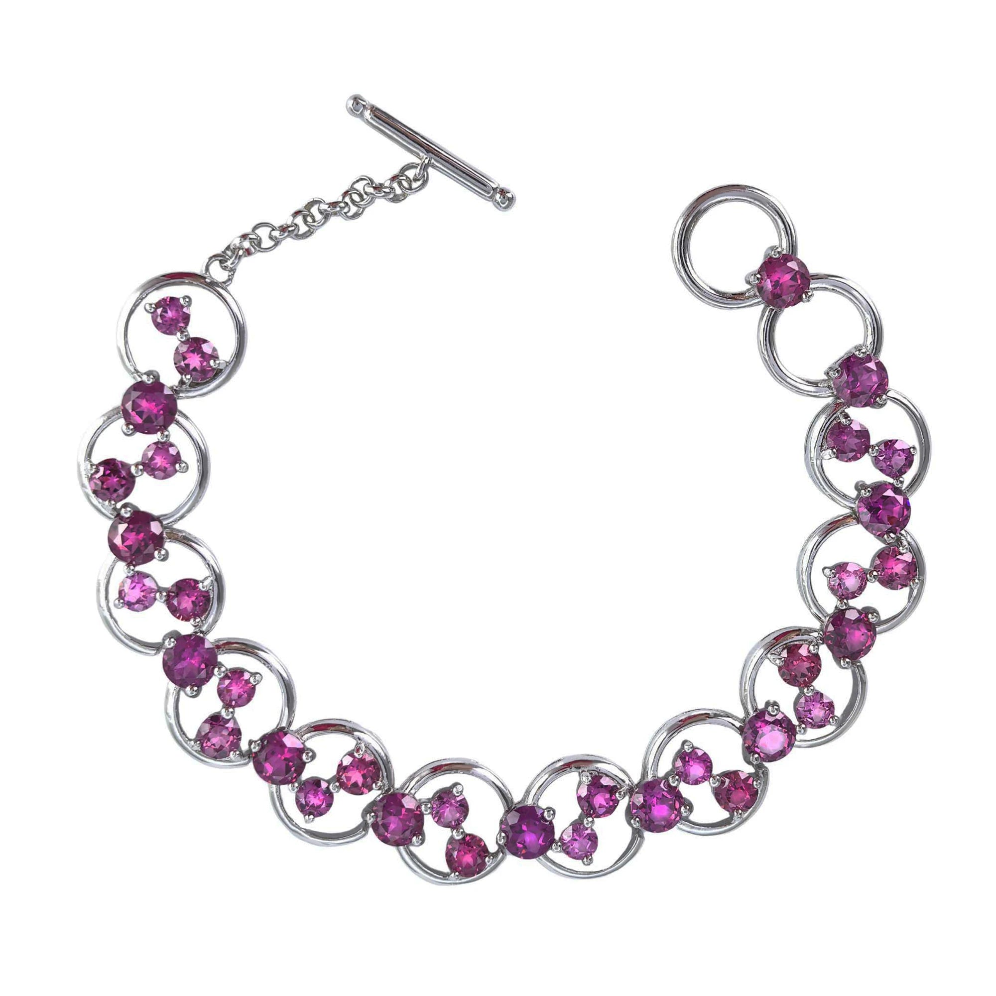 Delicate Rhodium Plated Silver 925 Jewelry Natural Pyrope Bracelet for Women Anniversary Gift