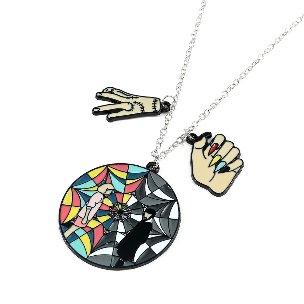 Hot TV Wednesday Necklace Metal Badge Pendant Fashion Necklace Jewelry Wednesday Adams Colorful Chain