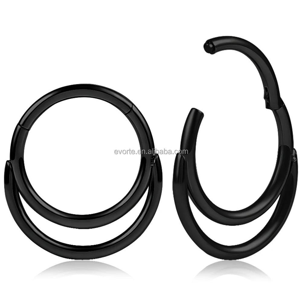 Evorte 316L Stainless Steel Rose Gold Plated Hinged Segment Nose Ring Nipple Clicker Ear Cartilage Tragus Helix Lip Body
