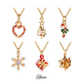 HOVANCI Merry Christmas Snowflake Pendant Necklace Jewelry Crutch Christmas Tree Oil Drip Design Shape Pendant Necklace