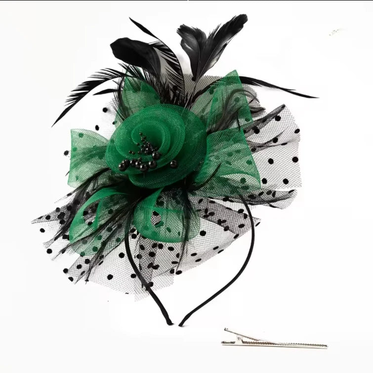 Dance Hair Tie Headband Bridal Retro Tea Party Feathers Net Veil Mesh Fascinator Hats