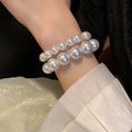 French Vintage Pearl Bracelet Fashion Versatile Elastic Beaded Bracelets Light Luxury Temperament Pearl Bracelets for Girls