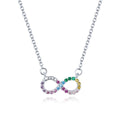 Genuine 925 Sterling Silver Rainbow Color Infinite Love Short Chain Necklace for Women Girl Gift Collar 2022 New SCN402