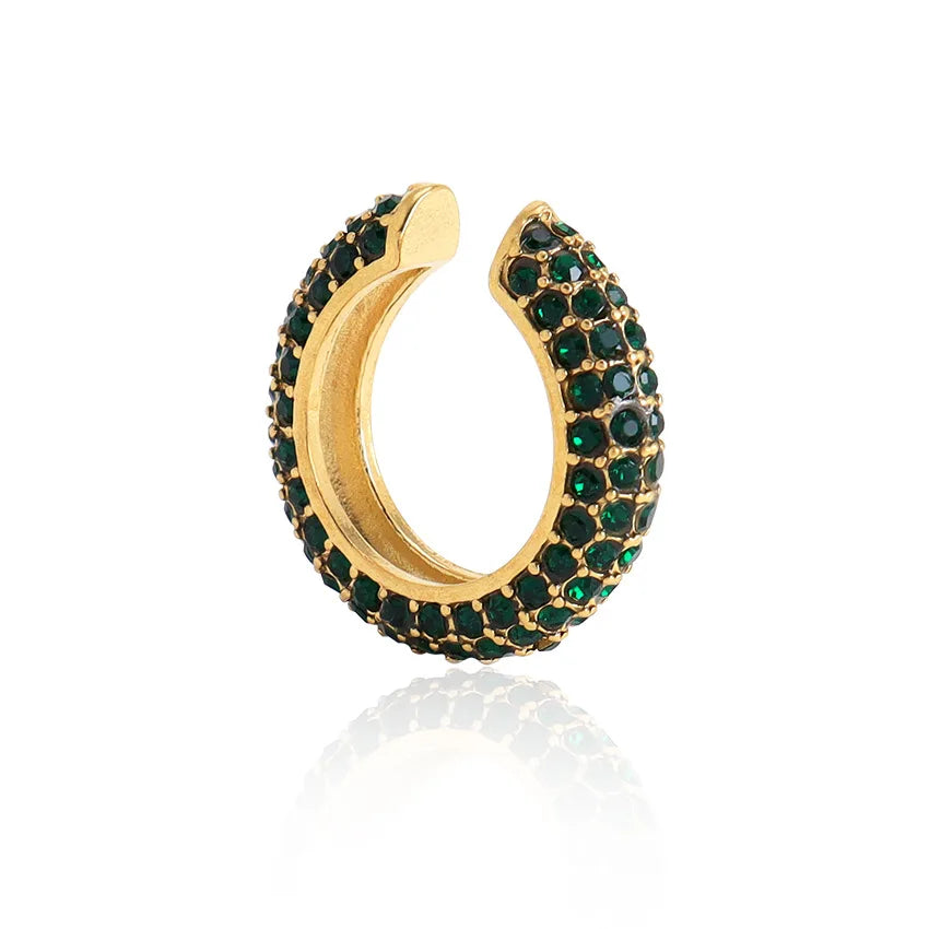 New Arrival Cz Ear Cuff Earrings 18K Gold Stainless Steel Full Diamond Jewelry Delicate Zircon Ear Clip Earring YF2298