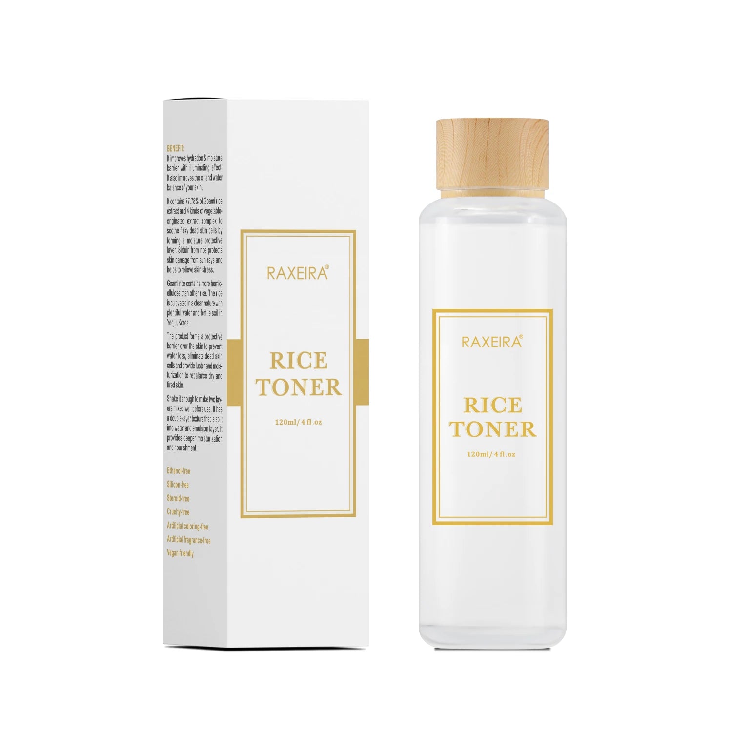 Private Label Rice Extract Toner with Hyaluronic Acid & Niacinamide Luxury Hydrating Whitening Toner for All Skin Types