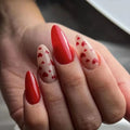 Popular Red Almond Oval Stiletto Fake Nails with Glue Reusable love Press on False Nails Tip