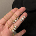 Micro Inlaid Zircon Pendant Necklace 3 Pieces 6-7mm AAAA Grade Natural High-quality Freshwater Bread Pearl White Luxury