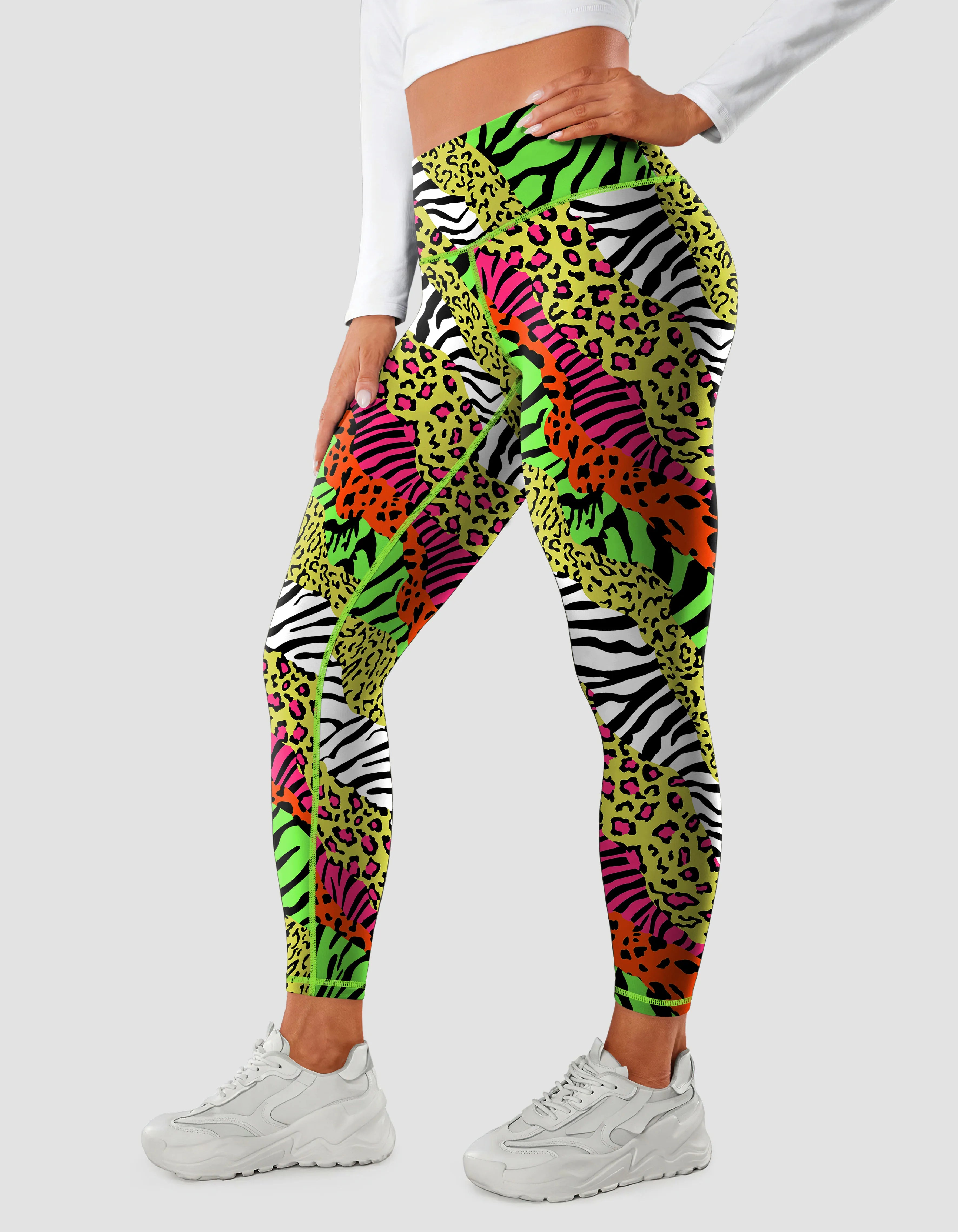 New Outdoor Exercise Fitness Yoga Pants High Waist Stretch Hip Lift Print Leopard Print Leggings Activewear Leggings for Women