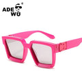 Trendy Bright Colorful Lens Sunglasses Women Square Width Frame Shades Steampunk Sun Glasses Men Driving UV400 Summer XH86229
