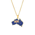 Ethnic Jewelry Enamel Titanium Steel Australia Country Map Necklace