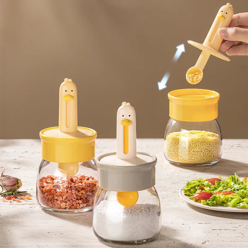 Household Kitchen Glass Spice Jars Set Sealed Moisture-proof Eco-Friendly Space-Saving Salt & Pepper Storage Containers