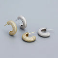 Fashion 925 Sterling Silver Full Diamond Niche C-character Gold Plated Stud Earring Jewelry for Women