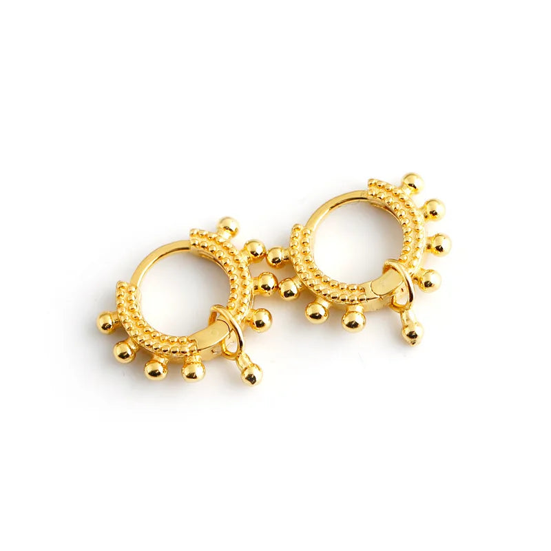 Fashion 925 Sterling Silver Beads Circle Hoop Earrings for Women Punk Men Rock Jewelry Accessories Gift