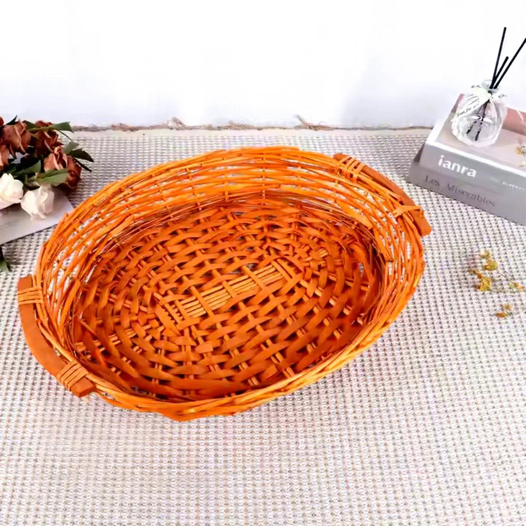 Handmade Eco-Friendly Pastoral Inspired  Standing Basket Storage Plate for Fruits Vegetables Bread and Snacks