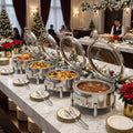 XINGPAI Hotel Equipment Elegant Silver Round 201 Stainless Steel Temperature Control Chafing Dishes for Catering