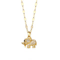 Zircon Elephant Pendant Necklace Wholesale Fashion 18K  Gold Plated Stainless Steel Diamond Women's Clavicle  Chain Jewelry