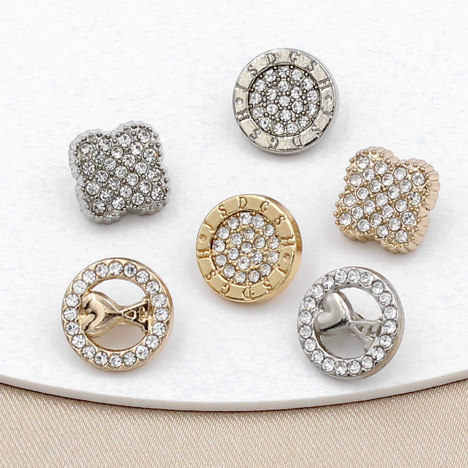 RB011 Custom Shiny Coat Sewing Screwback Rhinestone Fancy Button Silver Metal Shank Buttons for Garment Accessories