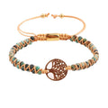 New Fashion Natural Stone Bracelet Braided Zinc Alloy Life Tree Charm Vintage Gemstone Yoga Friendship Bracelet Women