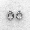 Sterling Silver 6*8mm Semi Mount Stud Earrings Empty Support Blank Claws Setting S925 Base Without Center Stone for DIY Inlay