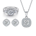 Sun Star Factory Direct Sale Jewellery Sets Square Round Zircon 925 Sterling Silver Bridal Jewelry Set