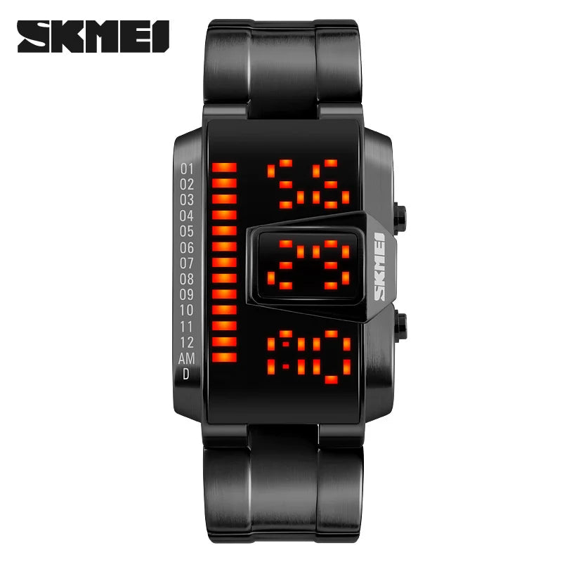 SKMEI 1179 Luxury Special Male Clock Cool Stainless Steel Band Rectangle Digital Display Special Casual Reloj Watch