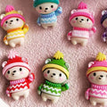 100pcs Cute Animal Hat Bear Winter Christmas DIY Toys Sticker Resin Beads for Decorative and Functional Uses Crafts Slime Fun
