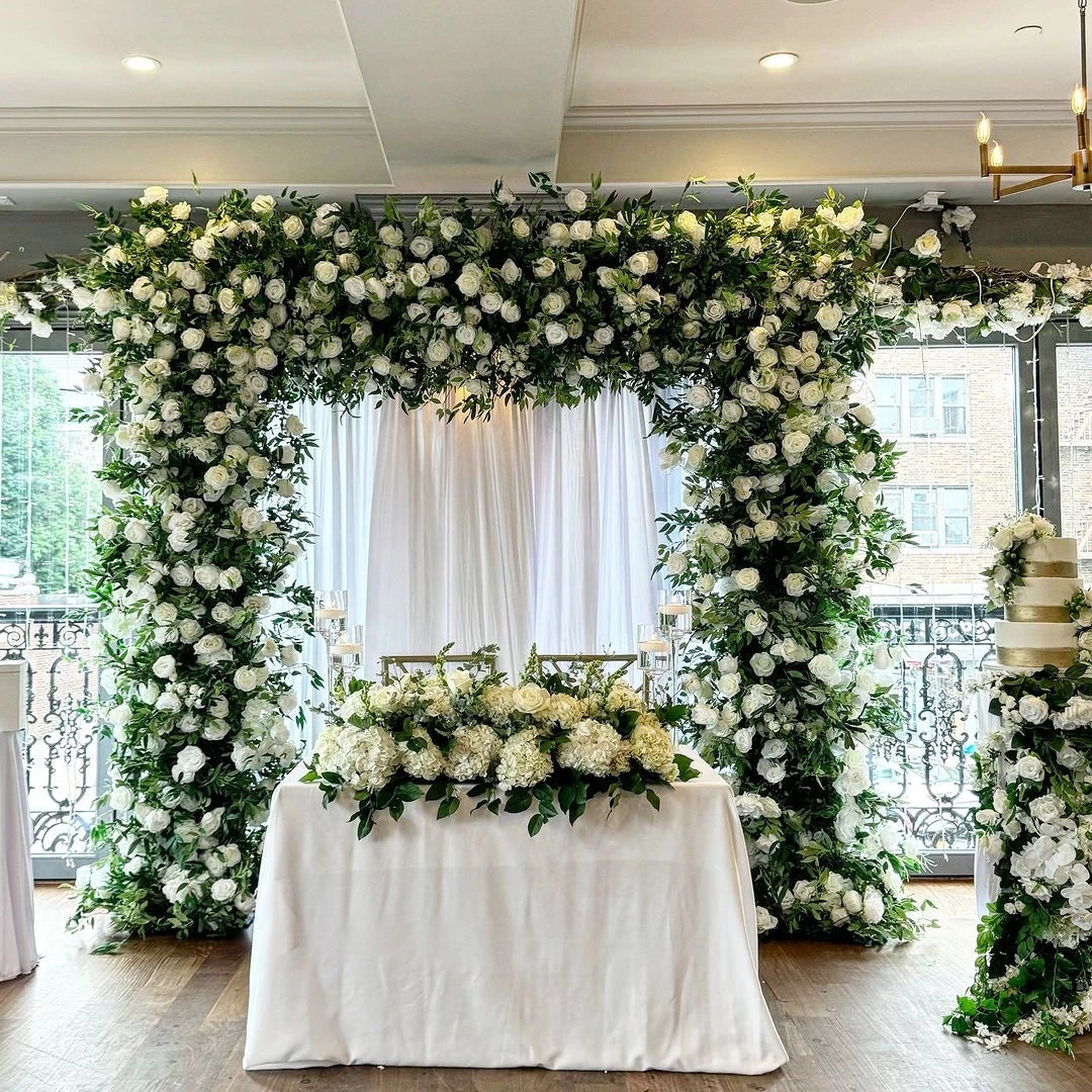 Flowers Supplies Wedding Fake Flowers Decoration White Rose Flowers Orchids Artificial Greenery Arch Decor for Party Events