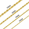 Wholesale Custom 2mm 3mm 4mm 5mm Stainless Steel Plated 18k Gold Choker Thicker Rope Chain Necklace Twisted Rope Gold Chain