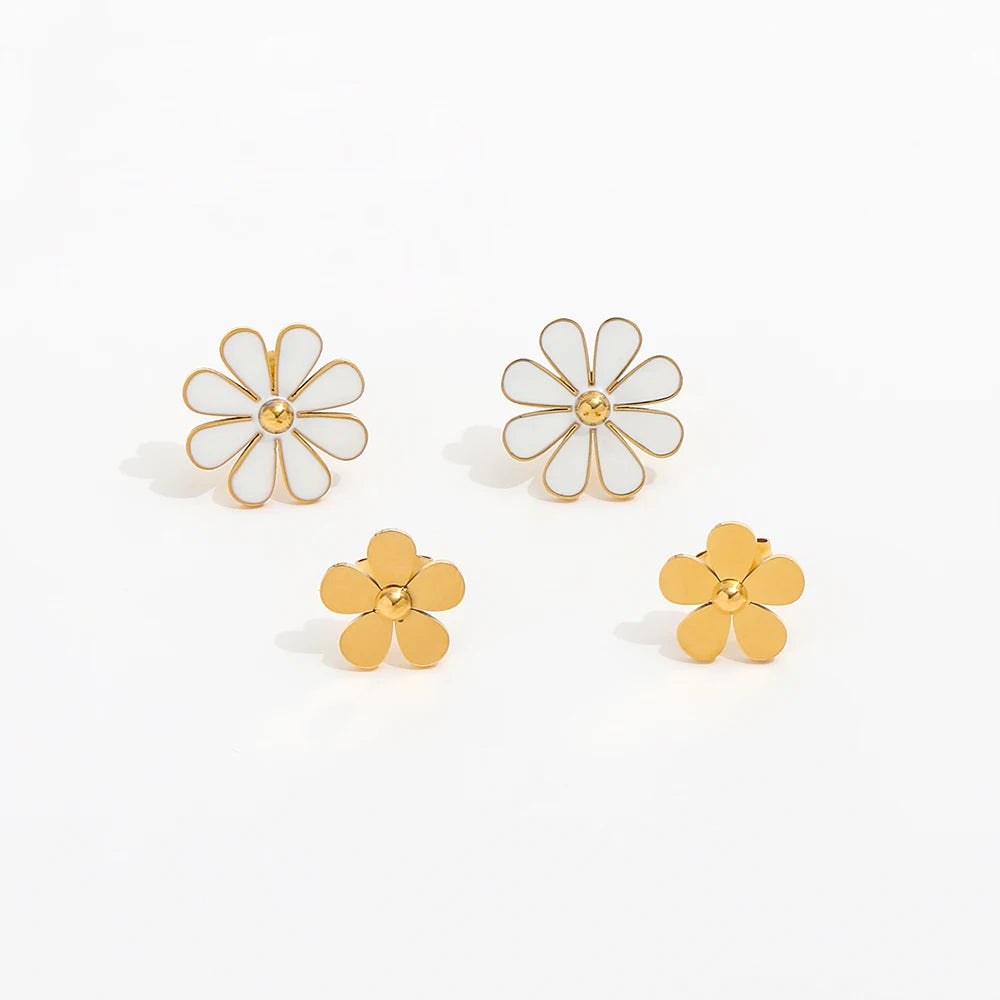 New Trendy Earring 18K Gold Plated Flower Petals Stud Earrings Earrings Wholesale Stainless Steel for Women N/A