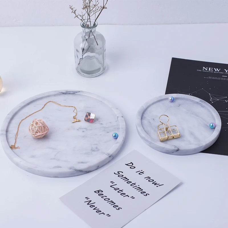 Top Quality Round Marble Stone Plate Jewelry Storage Jewellery  Display Marble Stone Shower Tray Nordic Style Items Storage Tray
