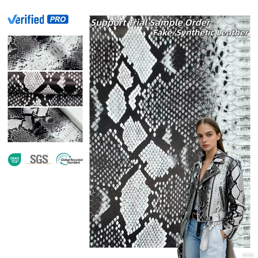 2024 Trendiest Waterproof PU Faux Leather Pants & Jacket Fabric Snakeskin Print Designer Material for Garments & Dresses