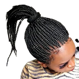 Wholesale Transparent Lace Box Braided Synthetic Hair Machine Made Wigs