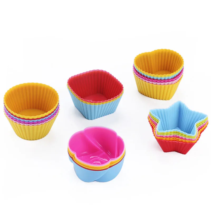 2026 New Multi-Color Non-Stick Silicone Baking Cups Easy Clean BPA-Free Plastic Reusable Cake Tools for Cupcake Muffin Baking